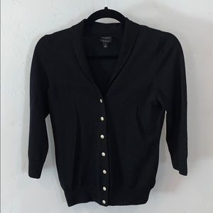 Talbots Black V-Neck Button Cardigan Sweater